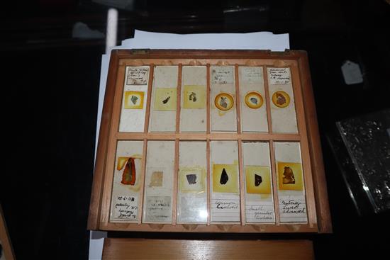 Two cases of scientific microscope slides many by Dareston, Birmingham